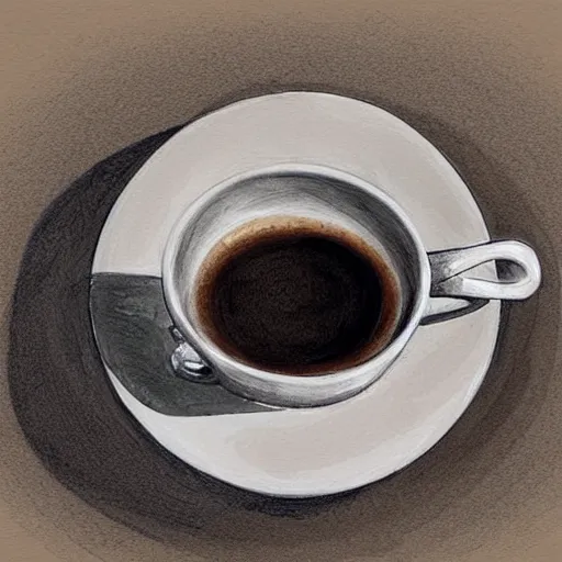 Prompt: a perfect, realistic professional digital sketch of a coffee cup, by pen and watercolor, by a professional Chinese Korean artist on ArtStation, on high-quality paper