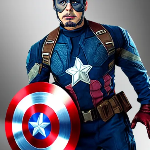 Prompt: robert downey jr. as captain america