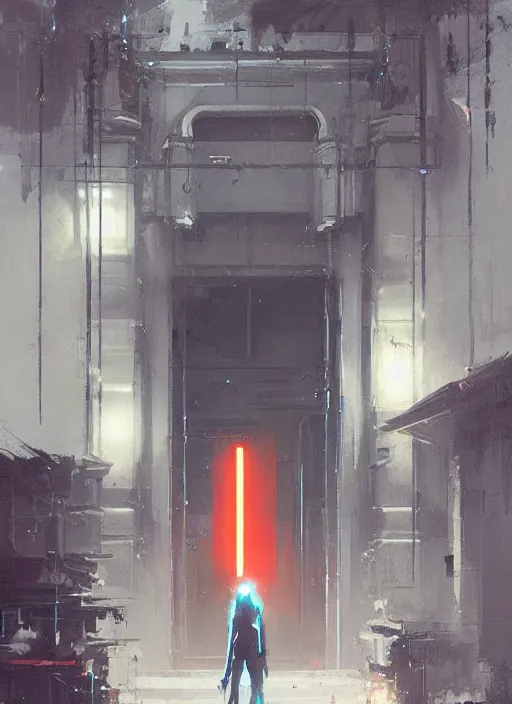 Image similar to portal, neon, rule of thirds, intricate, spotlight, by greg rutkowski, by jeremy mann, digital painting