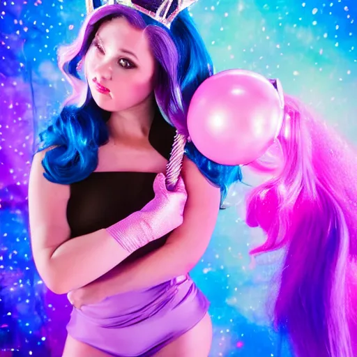 Image similar to cosplaying as lumpy space princess, studio lighting, promo shoot, amateur glamour shoot