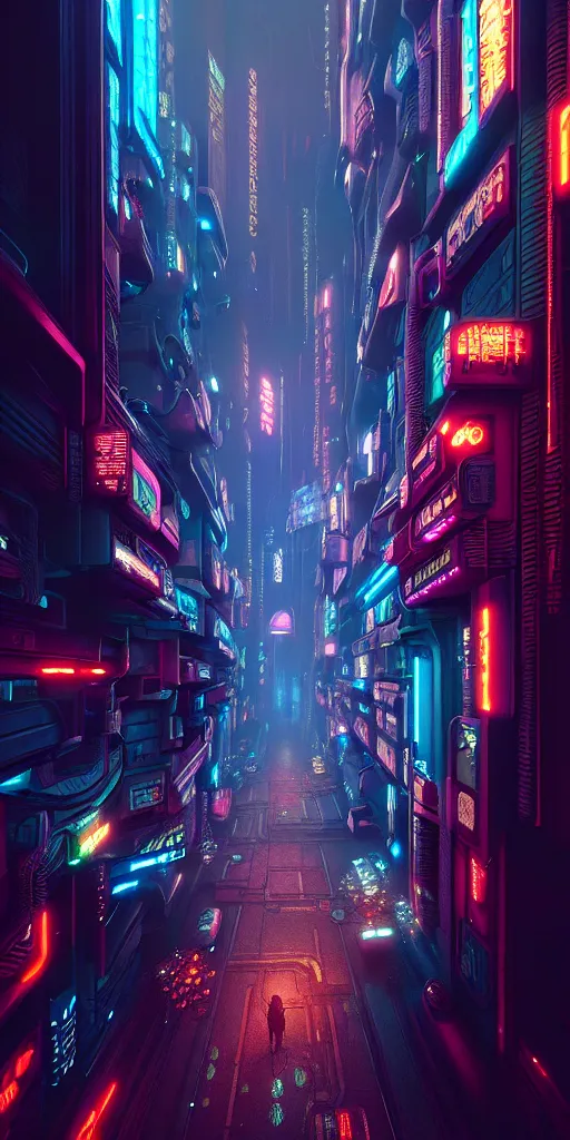 Image similar to epic cyberpunk arcade city : : blade runner, james guilleard, beeple, laurie greasley, dan mcpharlin : : ornate, dynamic, particulate, rich colors, intricate, elegant, highly detailed, centered, artstation, smooth, sharp focus, octane render, 3 d