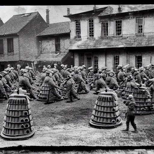 Image similar to a wwii photograph of a dalek brigade