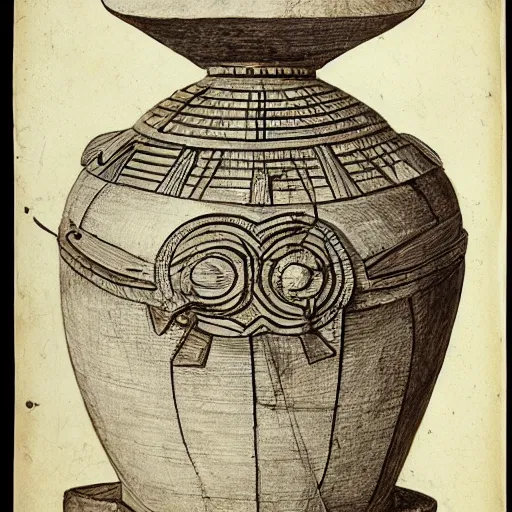 Image similar to an ethnographic object in the style of a scientific drawing from 1 7 th century, object, artifact, utility,