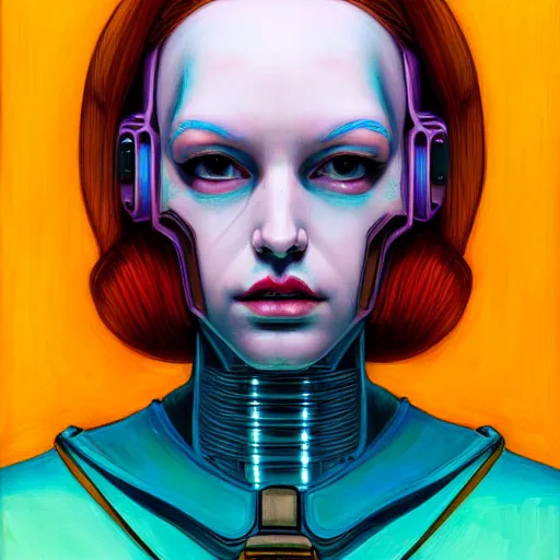 Image similar to portrait of female android by james jean