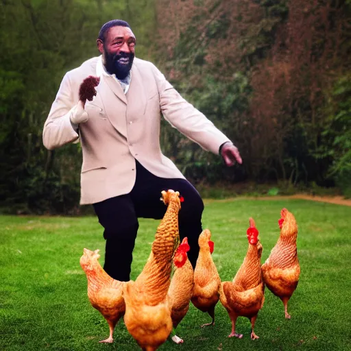 Image similar to lenny henry juggling chickens