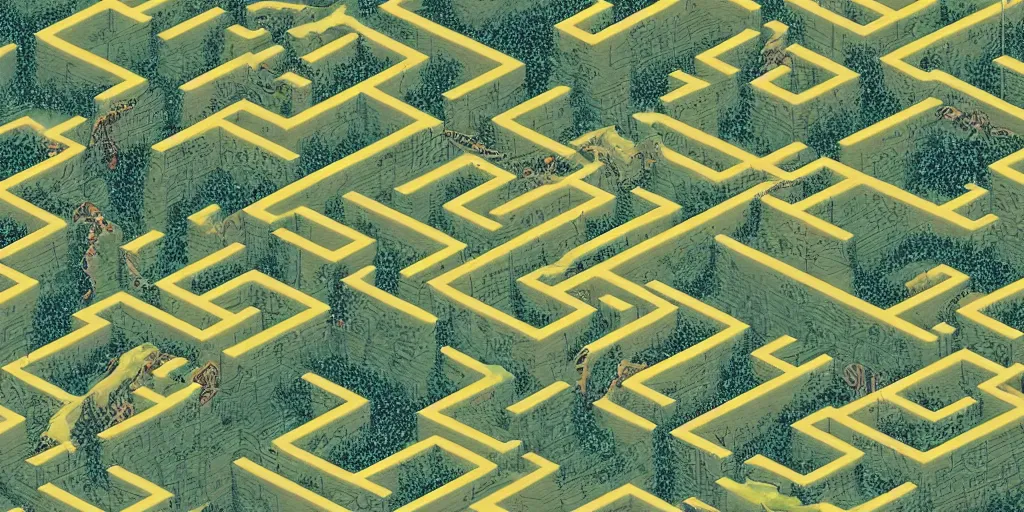 Image similar to the grand landscape of the endless maze, art by kotaro chiba