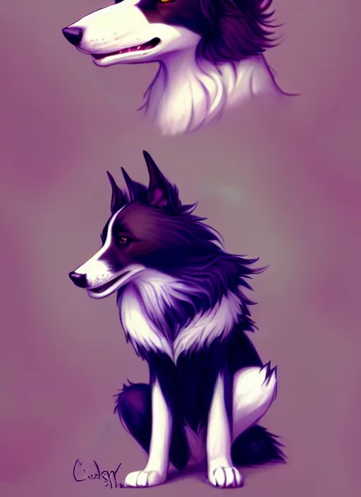 Image similar to wide angle beautiful full body portrait of a cute male anthropomorphic anthro border collie fursona posing in front of a park, character design by charlie bowater, henry asencio, and ross tran, furry art, furaffinity, beautiful, glamor pose, detailed, aesthetic, trending on artstation