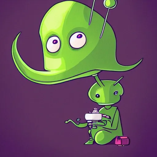 Image similar to Funny looking cute alien smoking weed, digital art, featured on artstation, fine details