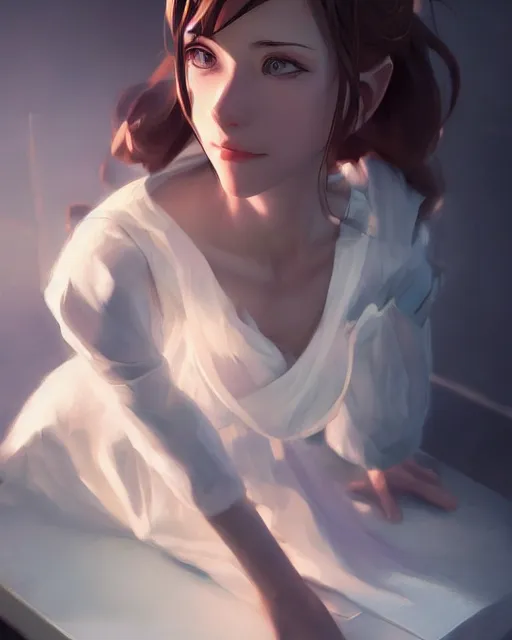 Image similar to a sophisticated woman, full shot, atmospheric lighting, detailed face, by makoto shinkai, stanley artgerm lau, wlop, rossdraws