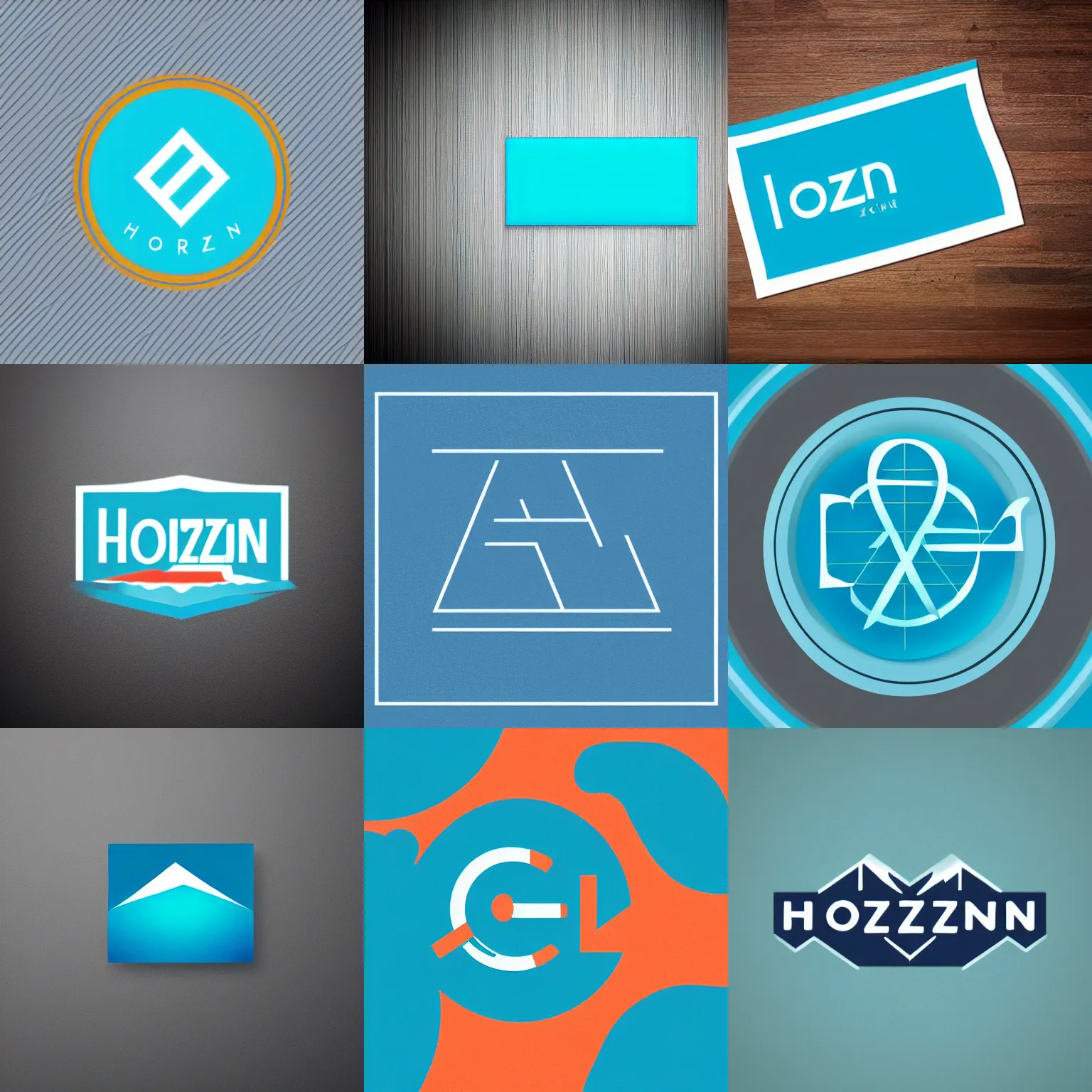 Prompt: horizon logo with cyan and blue tones