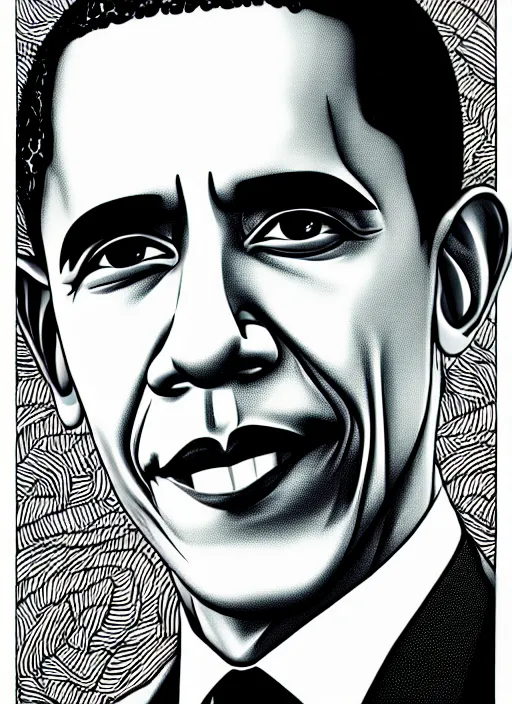 Image similar to portrait of barack obama, intricate, highly detailed, illustration, art by junji ito, junji ito