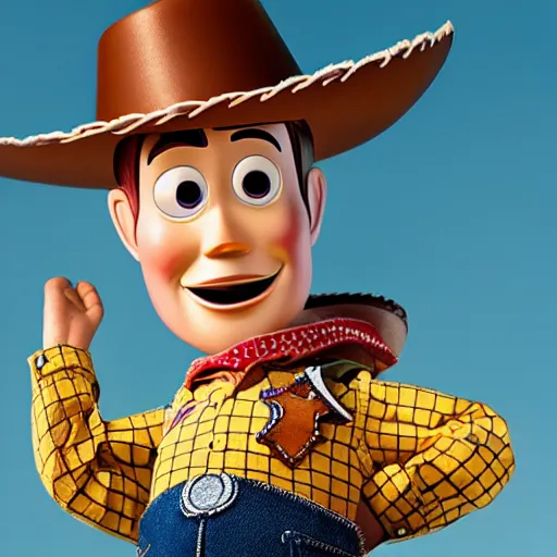 Image similar to woody from toy story as a real person, 4k, high detail, high-resolution photograph, professional photography, ultra-detail. real person