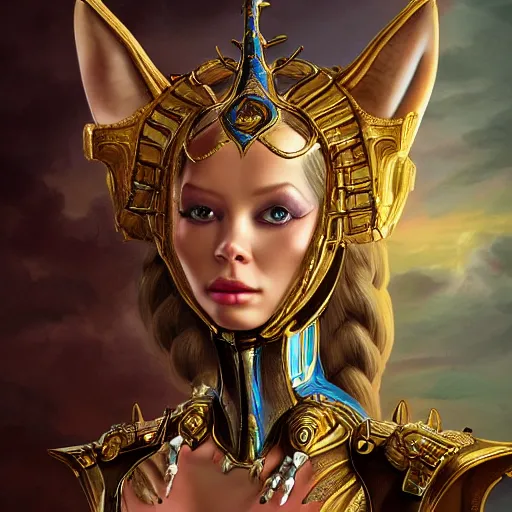 Image similar to old world masters portrait of a beautiful female hybrid atlantean anubis alien warrior elsa jean, regal, realistic, refined, detailed digital art, francois boucher, oil painting, michael cheval, esao andrews, steampunk, walt disney ( 1 9 3 7 ), highly detailed, cinematic lighting, unreal engine, 8 k, hd