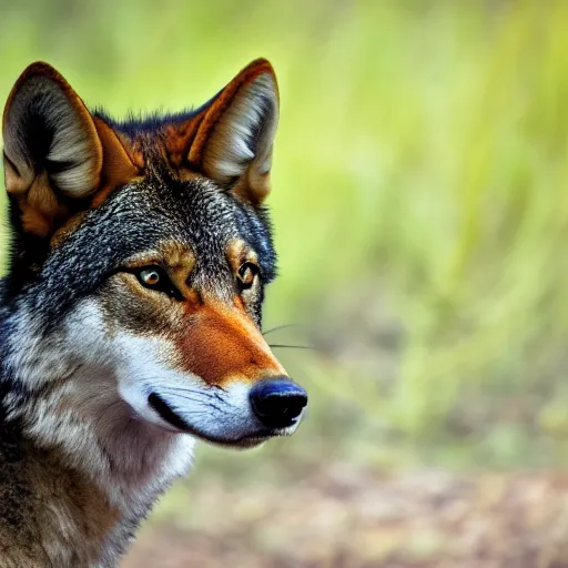 Image similar to professional photograph of a wild red wolf, high quality, hd, 8 k, 4 k, magnificent, award - winning, nature, nature photography, awe - inspiring, highly detailed, amazing