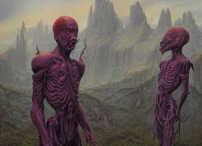 Prompt: A portrait of a character in a scenic environment by Wayne Barlowe