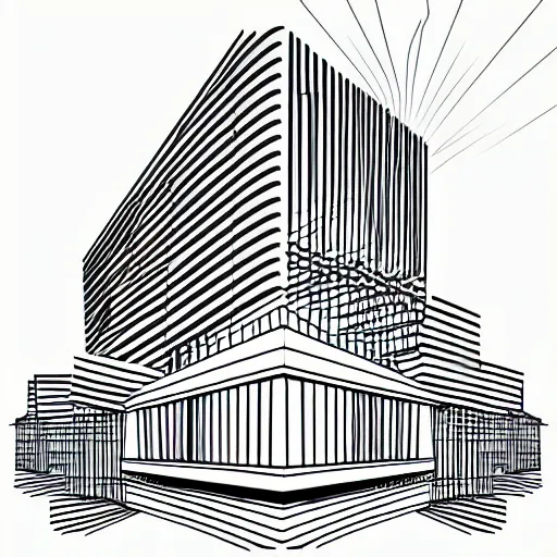 Image similar to an architectural dream, line vector art