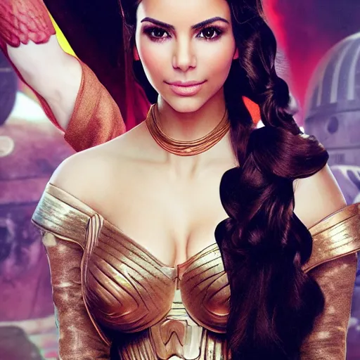 Image similar to victoria justice with kim kardashian body as princess padme in star wars episode 3, 8 k resolution, cinematic lighting, anatomically correct