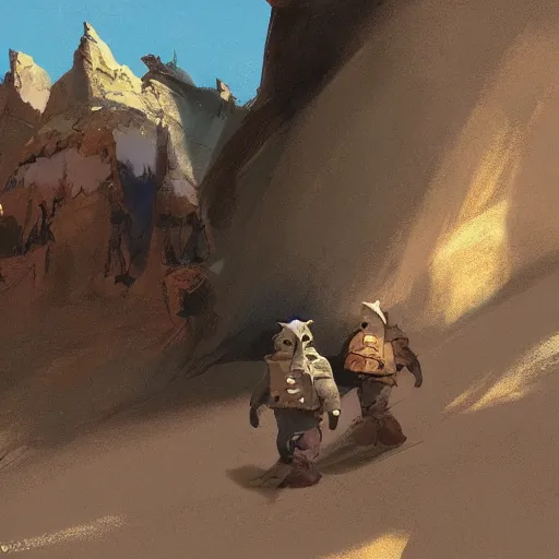 Prompt: a concept art of a well used flip flops for walking in the mountain, by Craig mullins, Steve Purcell, Ralph McQuarrie centered image, no background