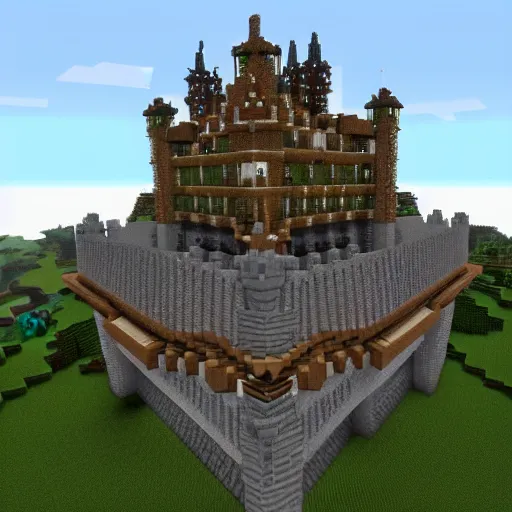 Prompt: Epic castle built in Minecraft