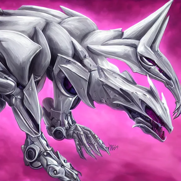 Image similar to very close up foot pov shot, hyperdetailed elegant beautiful stunning, anthropomorphic mecha female dragon, showing detailed dragon paws to camera, sharp claws, soft pads, sharp silver armor, fuchsia skin, anthro dragon art, warframe destiny fanart, furry paws furry, furaffinity, deviantart, octane, ekasportal