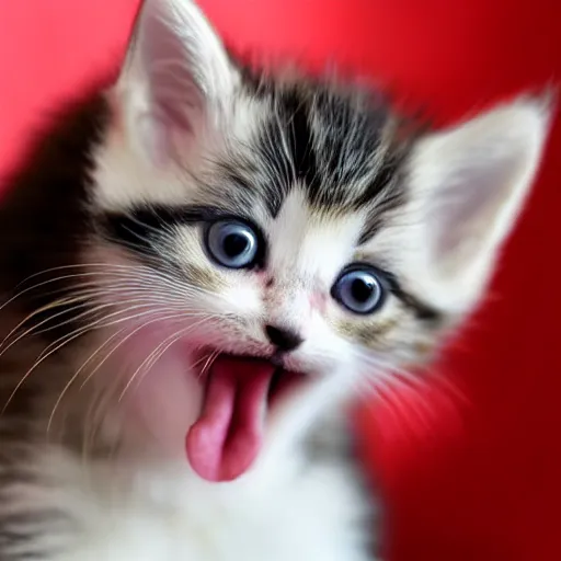 Image similar to kitten with its tongue out