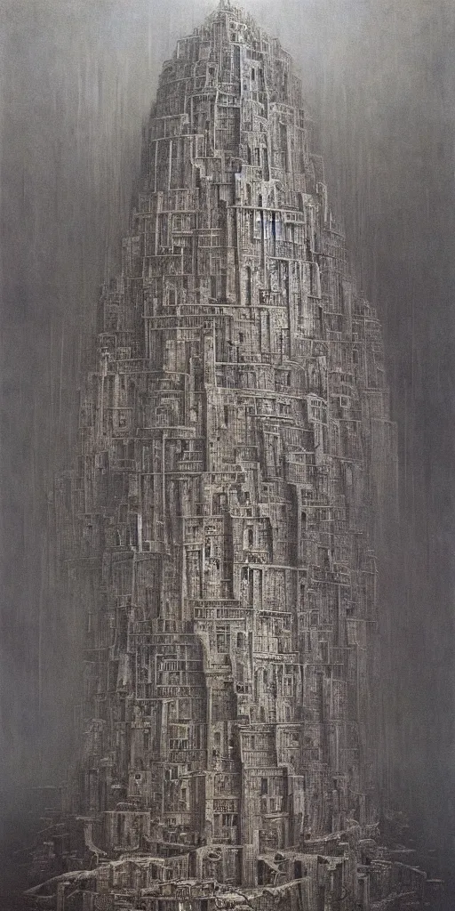 tower of babel by tomek setowski, zdzislaw beksinski, | Stable Diffusion