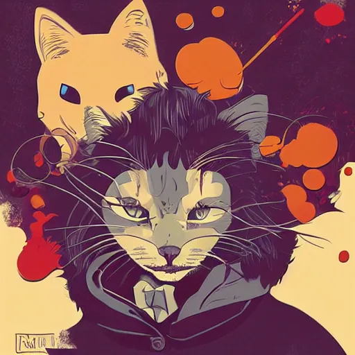 Image similar to delirium anime cat face portrait by petros afshar, tom whalen, laurie greasley, by greg rutkowski