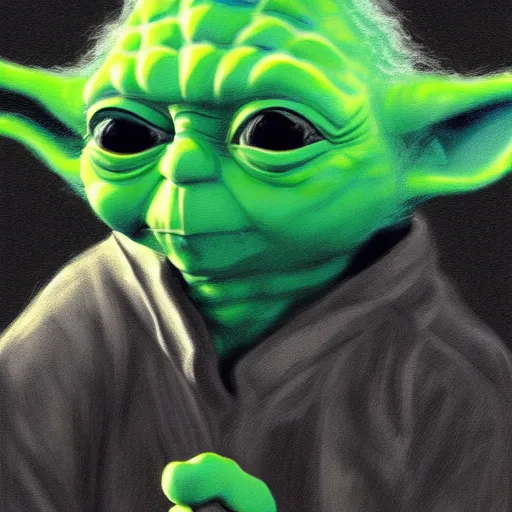 Image similar to Yoda hitting a blunt, Digital painting