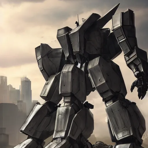 Image similar to video game play, full body armored core mecha by fujioka kenki, armored core style mecha, hyper realistic, hyper detailed, 8 k, octane render, unreal engine, ray tracing