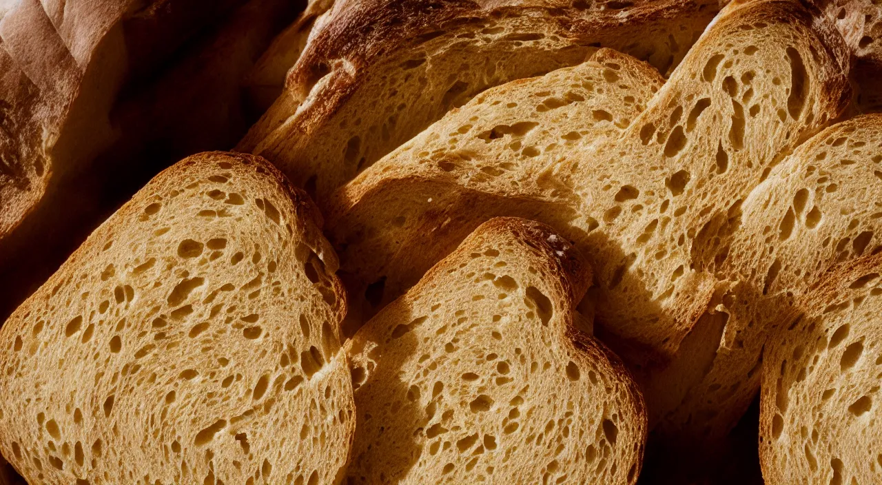 Prompt: macro shot of canyons made of bread with waves of butter, so much butter filling up the canyons, canon 1 0 0 mm, wes anderson film, kodachrome