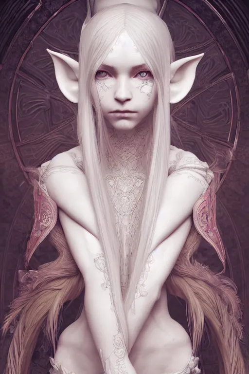 Prompt: symmetry!! cancer!! female portrait, beautiful, detailed white long hair, elf ears, intricate assassin armor and hidden face mask, complex 3 d render by ilya kuvshinov, alphonse mucha, ryohei hase, dramatic lighting, intricate, highly detailed, final fantasy, sharp focus, luminous, unreal engine 5 highly rendered, blender, deviant