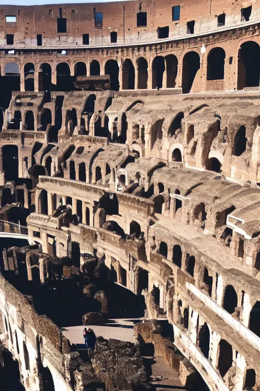 Prompt: a photo showing a huge ice cream atop of the colosseum