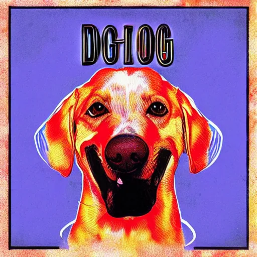 Image similar to album cover of a electronic group, dog, album cover art, album cover