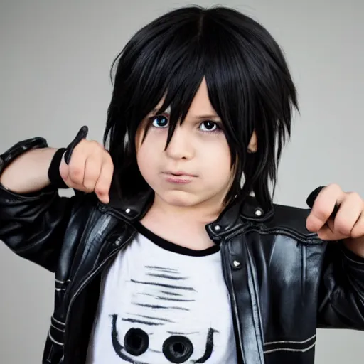 Prompt: child cosplaying as squall leonhart