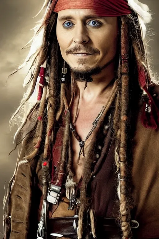 Prompt: Tom Hiddleston as Jack Sparrow, promo shoot, studio lighting