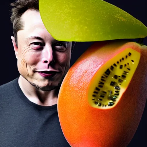 Prompt: photo of elon musk cosplaying as a mango fruit costume, highly detailed, extremely high quality, hd, 4 k, 8 k, professional photographer, 4 0 mp, lifelike, top - rated, award winning, cinematic, realistic, detailed lighting, detailed shadows, sharp, no blur, edited, corrected, trending