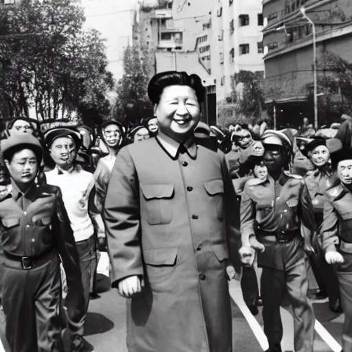 Image similar to mao zedong in a pride parade, photography, street,