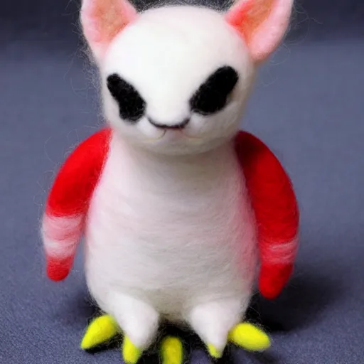 Image similar to a needle felted dratini, needle felting art.