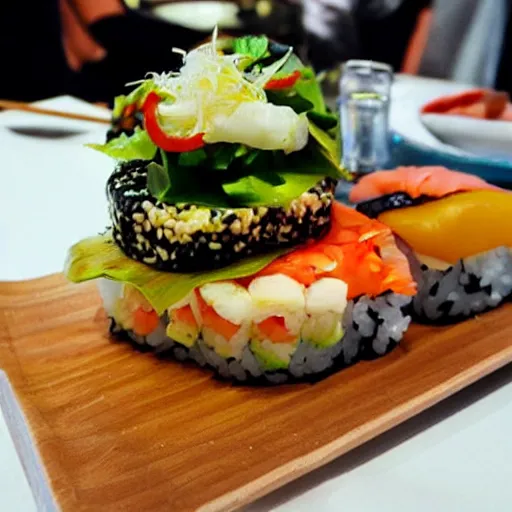 Image similar to sushi on a burger