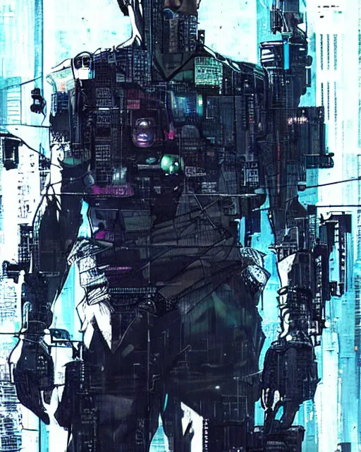 Image similar to epic portrait of cyberpunk ryan reynolds by yoji shinkawa