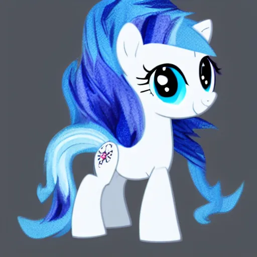 Image similar to a blue little pony with white hair, a picture by an gyeon, featured on derpibooru, booru, superflat