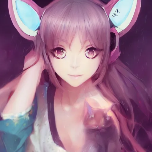 Image similar to An anime portrait of beautiful girl with cat ears, by Stanley Artgerm Lau, WLOP, Rossdraws, James Jean, Andrei Riabovitchev, Marc Simonetti, and Sakimichan, tranding on artstation