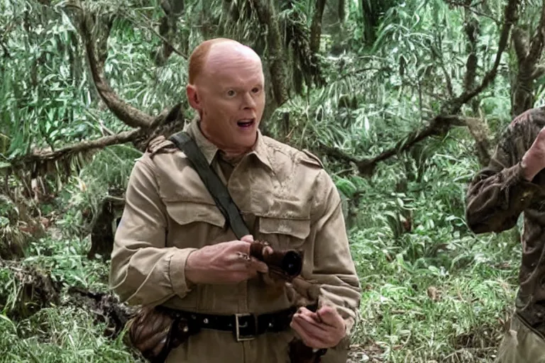 Image similar to a film still of Bill burr in jumanji, high quality