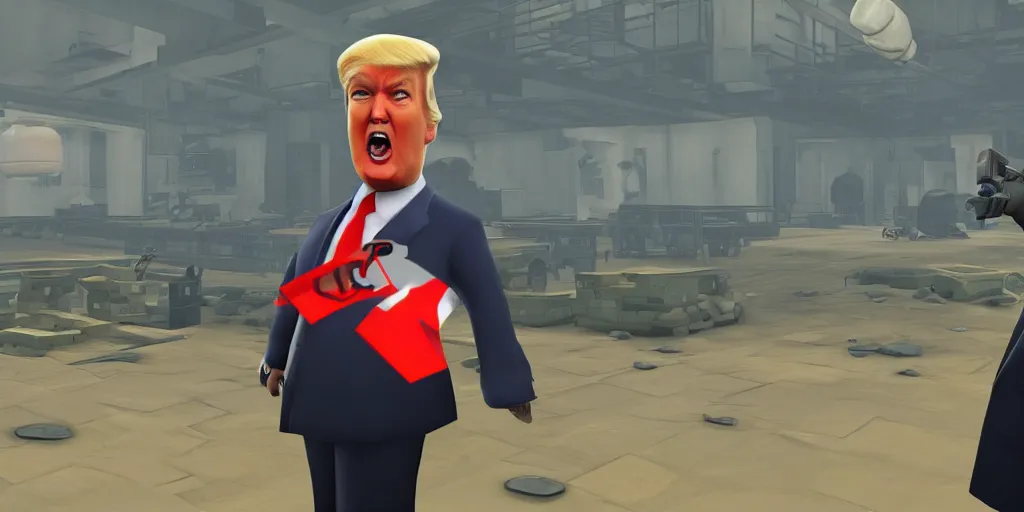 Image similar to donald trump in team fortress 2, game screenshot