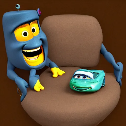 Image similar to very cute HIMARS, disney pixar Cars character concept artwork, 3d concept, in a rock chair, high detail iconic character for upcoming film