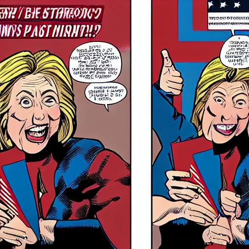 Prompt: Hillary Clinton in a Marvel Comic Book