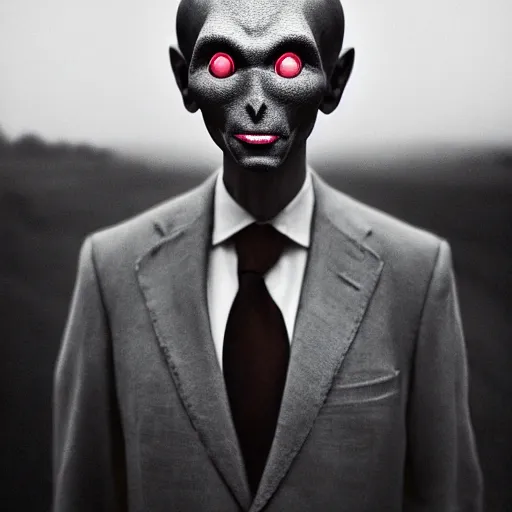 Prompt: “ portrait of a grey alien wearing a tuxedo, depth of field, zeiss lens, detailed, symmetrical, fashion photoshoot, by annie leibovitz and steve mccurry, david lazar, jimmy nelsson, breathtaking, award winning photo, 8 k resolution, extremely detailed, beautiful, establishing shot, artistic, hyperrealistic, beautiful face ”