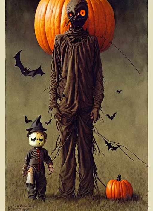 Image similar to halloween scarecrow by chiara bautista and beksinski and norman rockwell and greg rutkowski weta studio, and lucasfilm