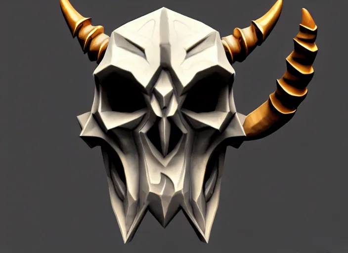 Image similar to horned skull mask, stylized stl, 3 d render, activision blizzard style, hearthstone style, darksiders art style