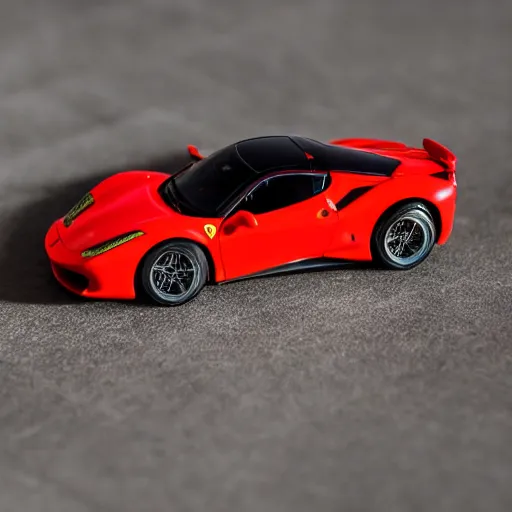 Image similar to micro machines, Ferrari 488, bokeh, macro photography